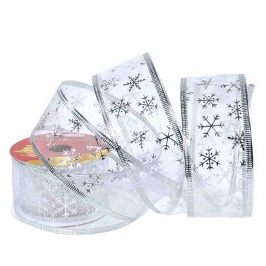 Nastro natalizio organza decoro argento 270 cm