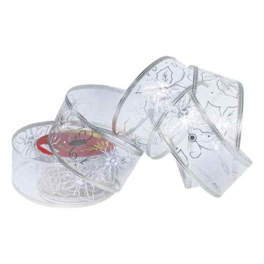 Nastro natalizio organza decoro argento 270 cm