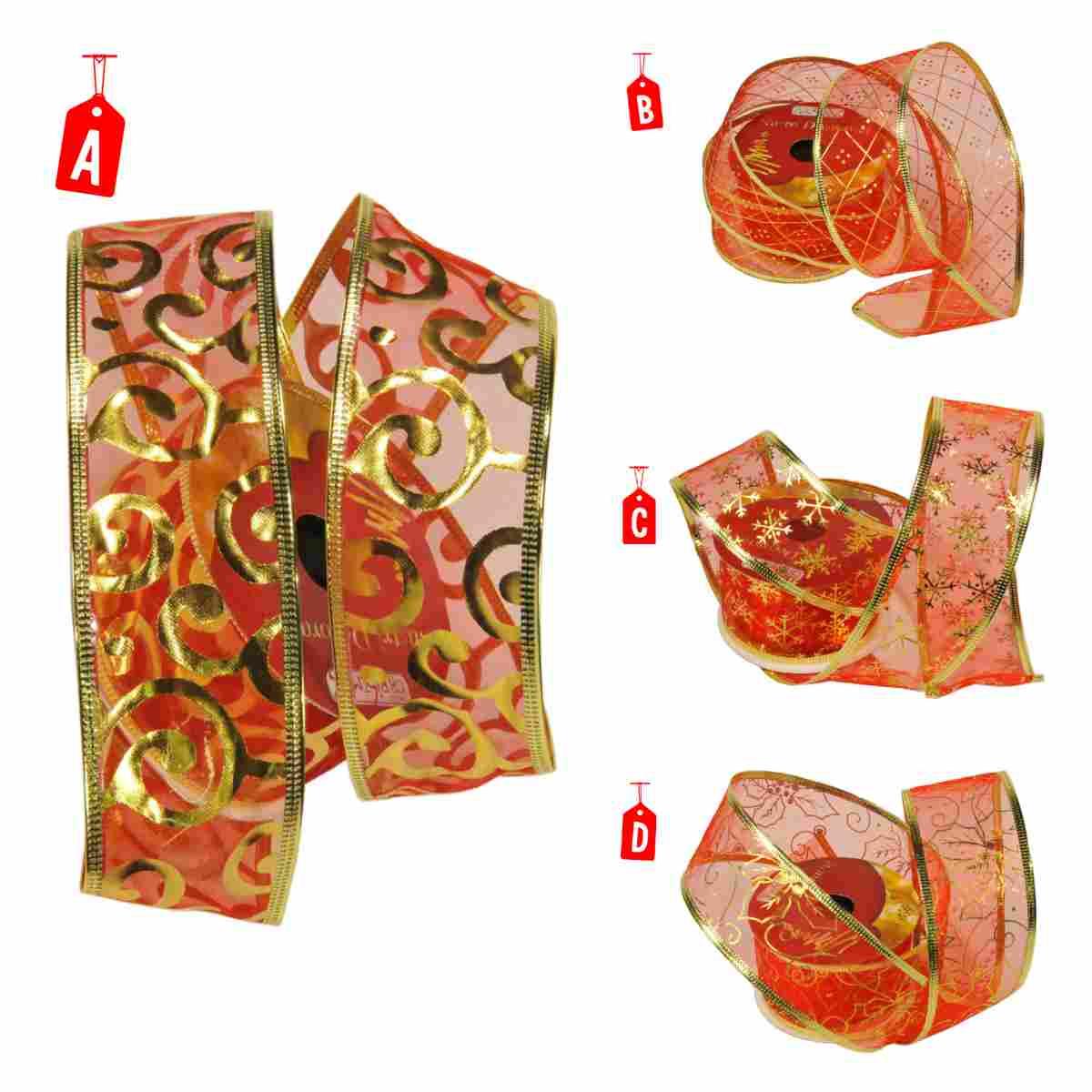 Nastro natalizio 5 0 xmt 2 7 rosso 2,7 mt