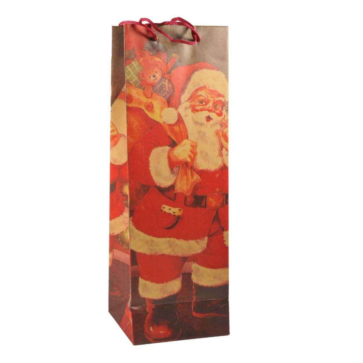 Busta regalo natale bottiglia 2 modello s 13 x 36 cm