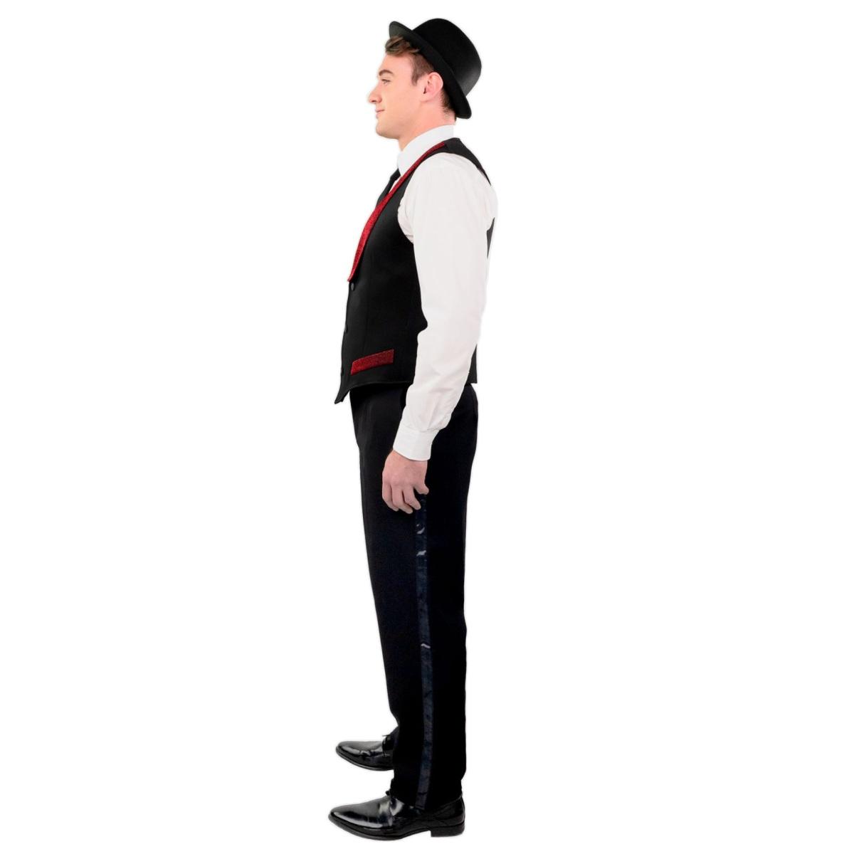 Costume gilet nero collo rosso