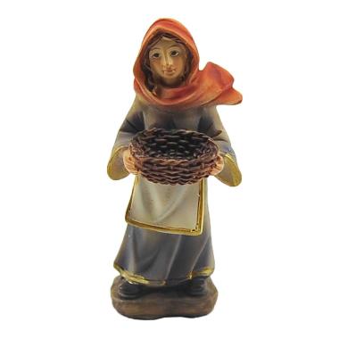 Statua presepe 6 cm donna cesta vuota
