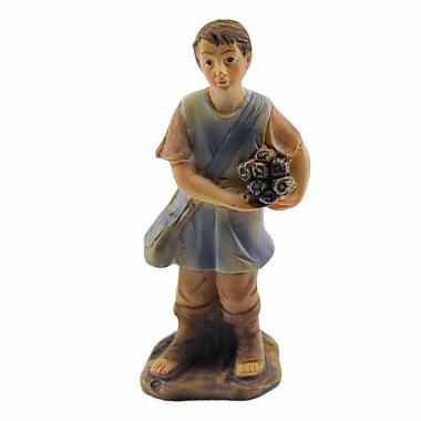 Statua presepe 6 cm pastore legna