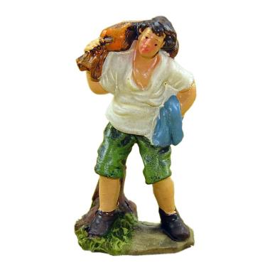Statua presepe 9 cm pastore sacco spalla modello a