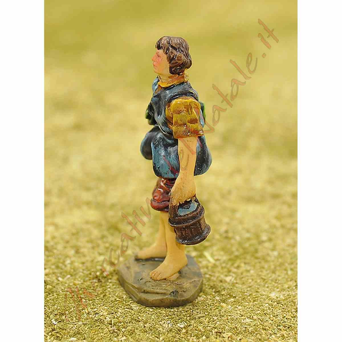 Statua presepe 9 cm pastore coperta secchio