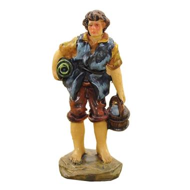 Statua presepe 9 cm pastore coperta secchio