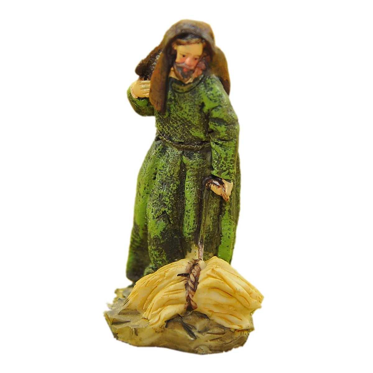 Statua presepe 9 cm contadino grano