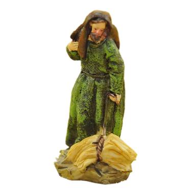 Statua presepe 9 cm contadino grano