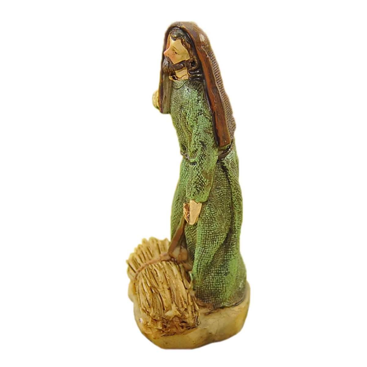 Statua presepe 15 cm contadino grano