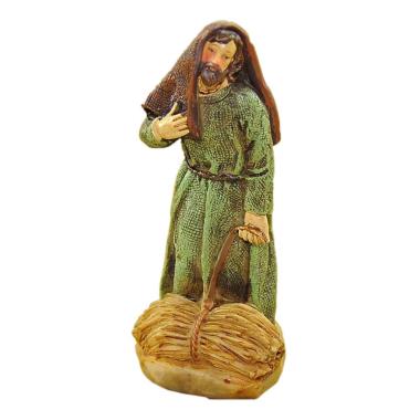 Statua presepe 15 cm contadino grano