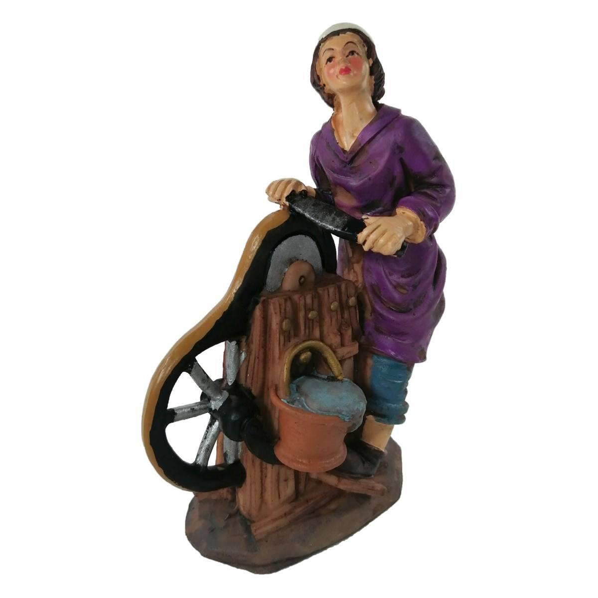 Statua presepe 15 cm arrotino banco