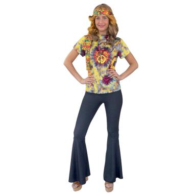 Pantaloni anni 70 zampa colore jeans