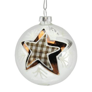 Pallina natalizia vetro trasparente dec stella Set 3 pz