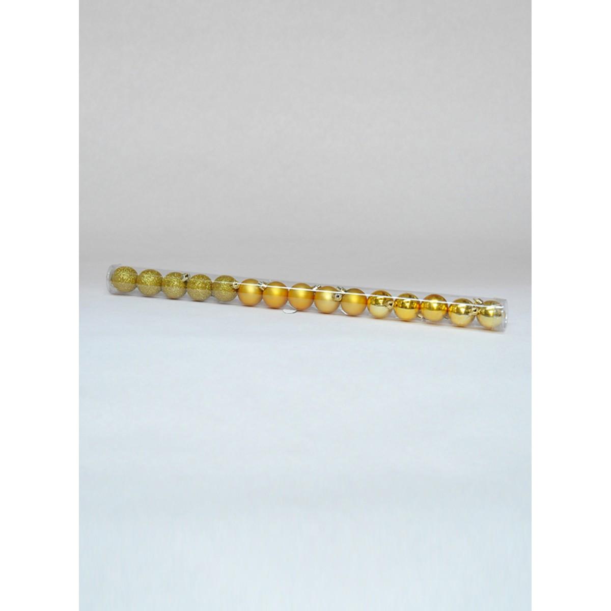 Pallina natalizia oro 3 finiture tubo Set 15 pz