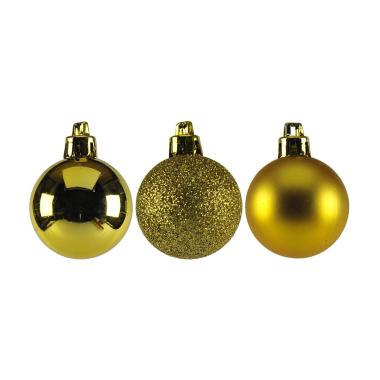 Pallina natalizia oro 3 finiture tubo Set 15 pz
