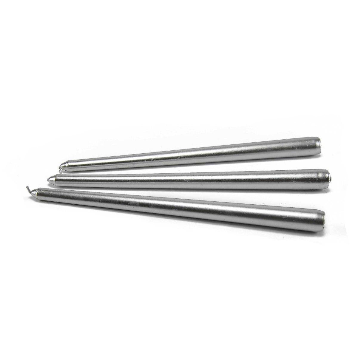 Candela conica argento Set 3 pz