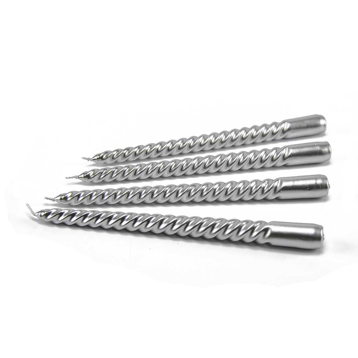Candela tortiglione argento Set 4 pz