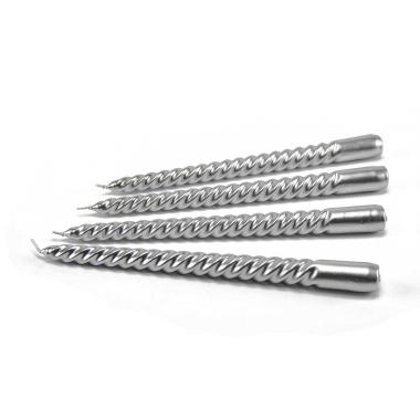 Candela tortiglione argento Set 4 pz