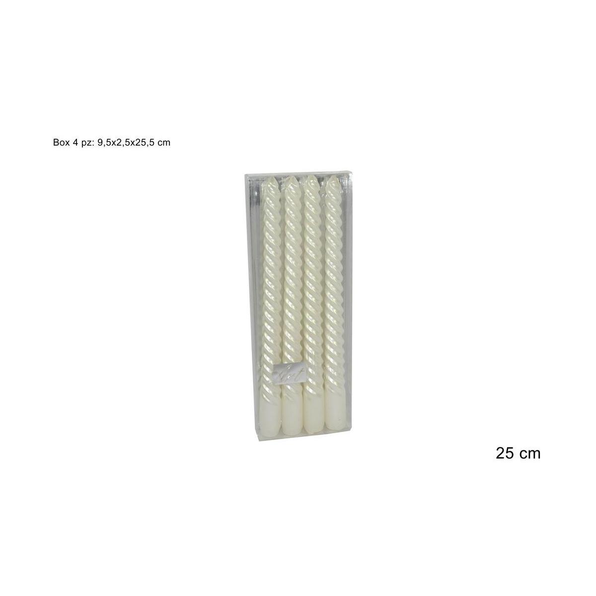 Candela tortiglione bianca Set 4 pz
