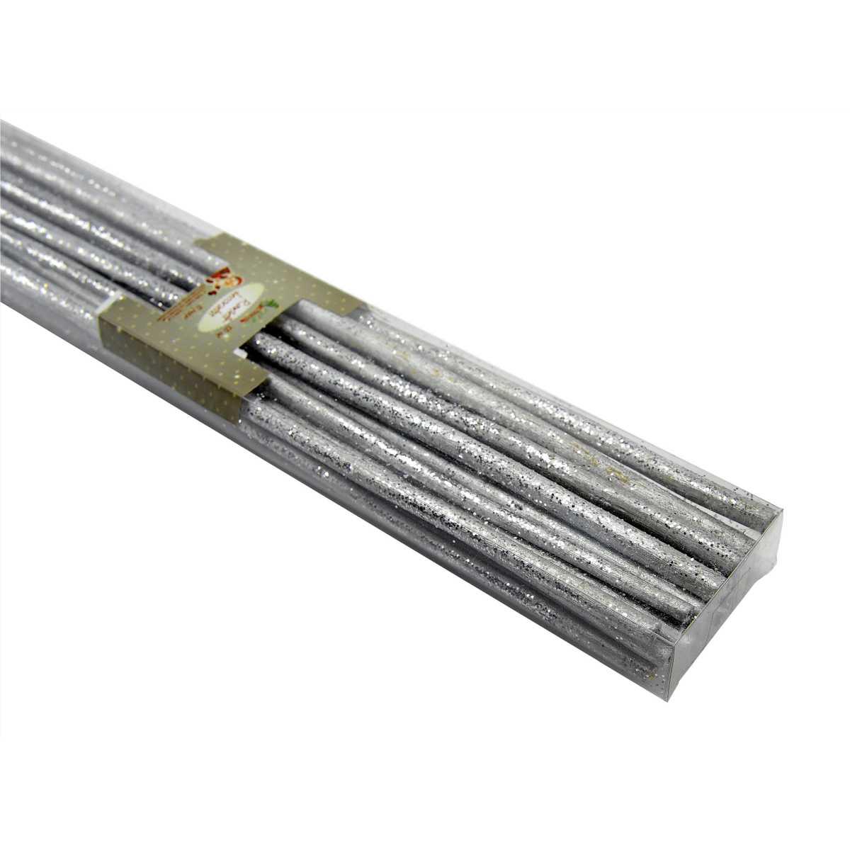 Rametti natalizi legno argento glitter Set 100 pz