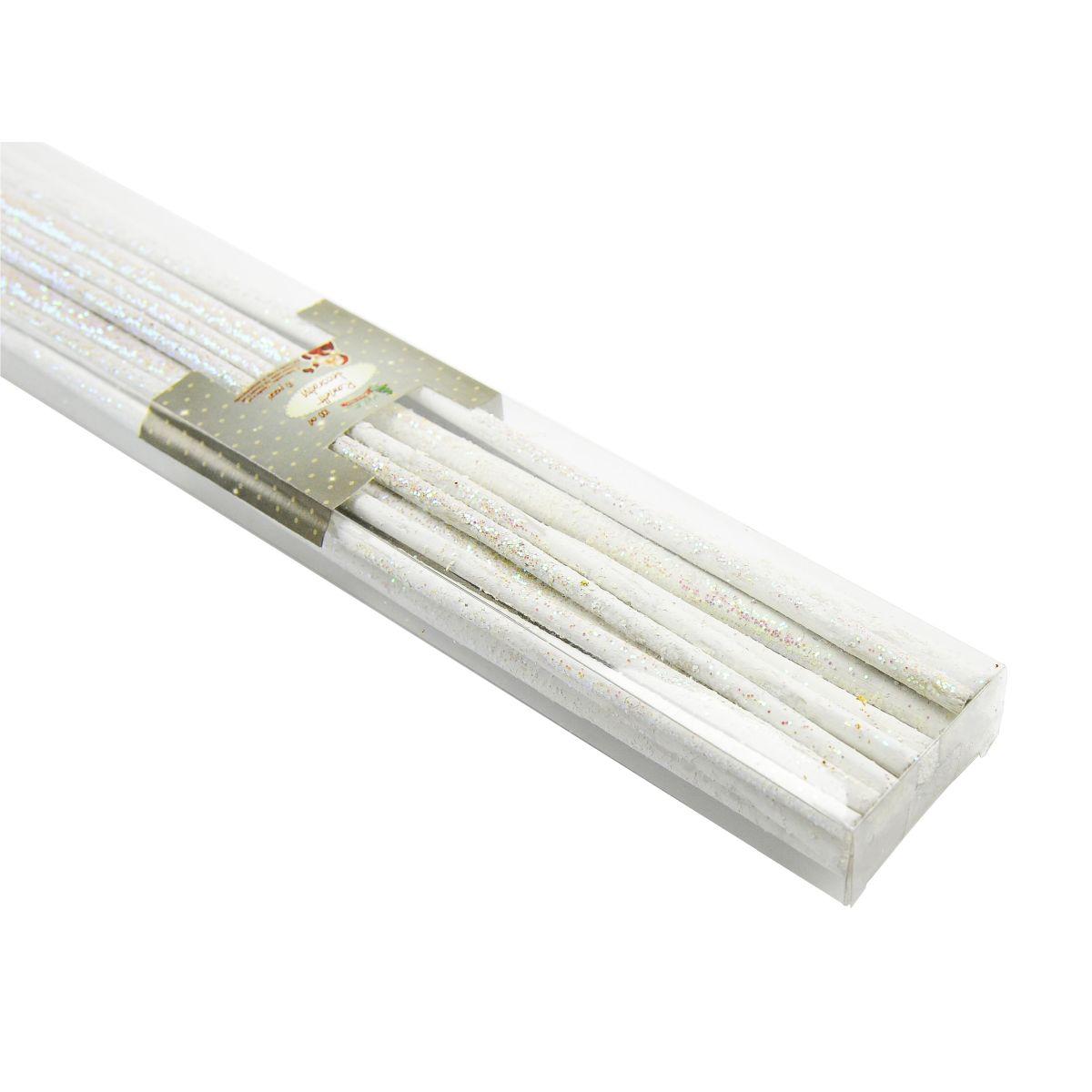 Rametti natalizi legno bianco glitter Set 100 pz