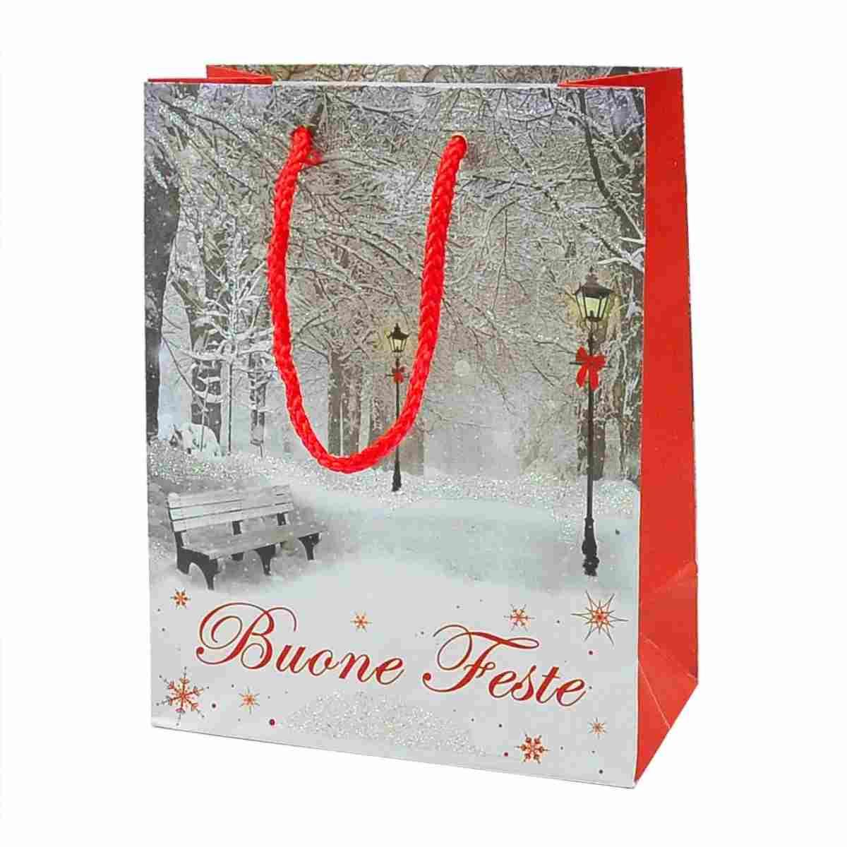 Busta regalo natale buone feste 18 x 14 x 7 cm