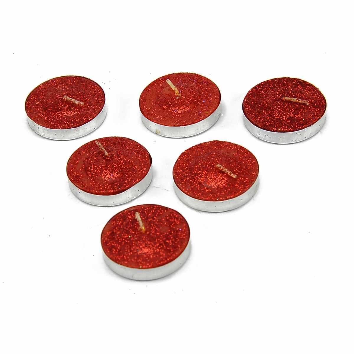 Candela natale tea light glitter colori Set 6 pz