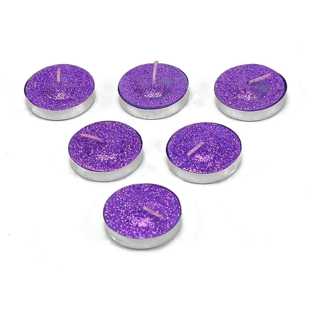 Candela natale tea light glitter colori Set 6 pz