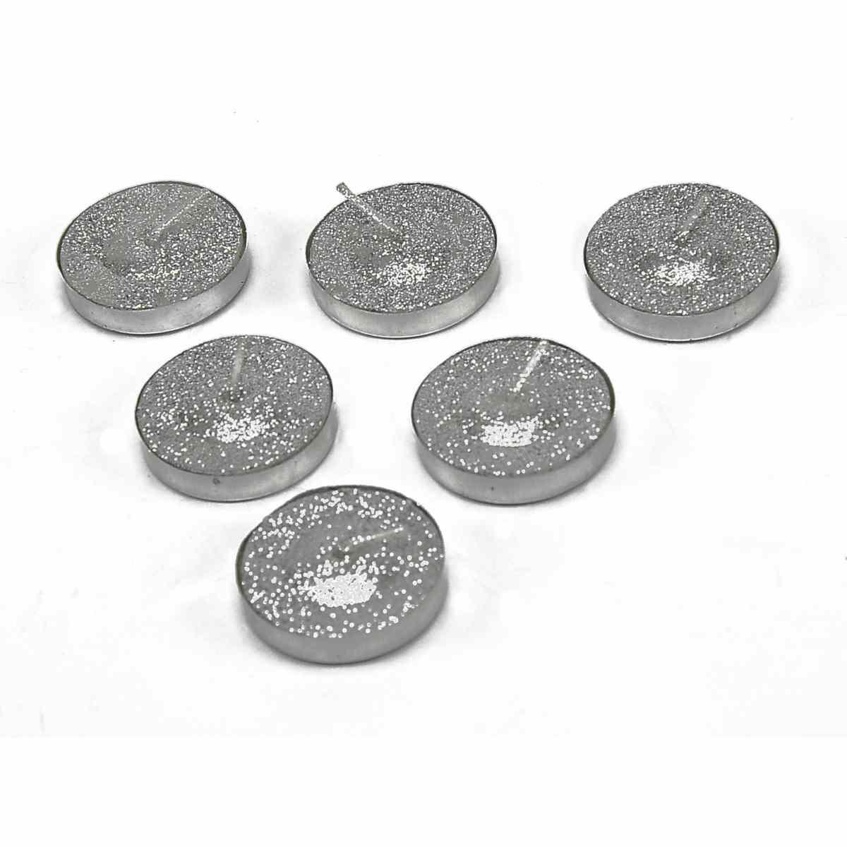 Candela natale tea light glitter colori Set 6 pz