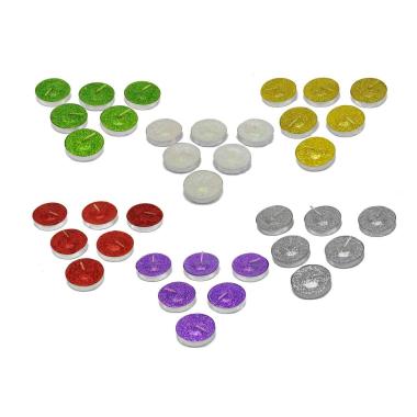 Candela natale tea light glitter colori Set 6 pz