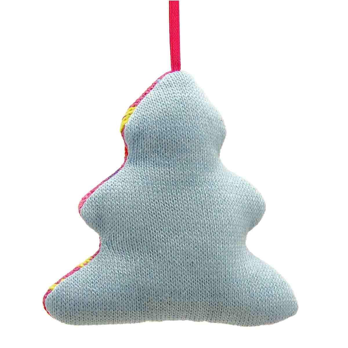 Decorazione natalizia alberello lana rosa celeste 10 cm