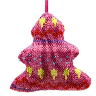 Decorazione natalizia alberello lana rosa celeste 10 cm