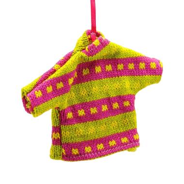 Decorazione natalizia lana maglioncino fuxia 12 cm
