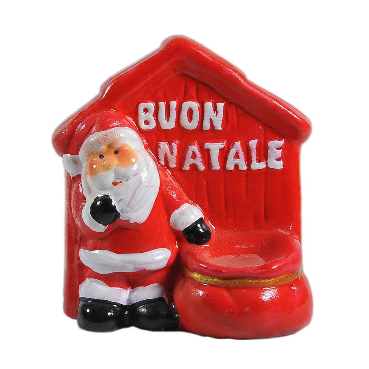 Candela natale babbo natale casetta 7 x 4 cm