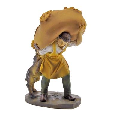 Statua presepe 15 cm contadino balla sulle spalle