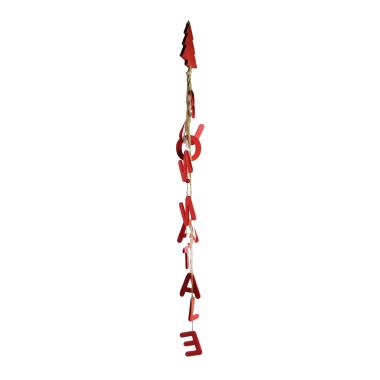 Fuori porta natalizio scritta legno rossa H100 cm