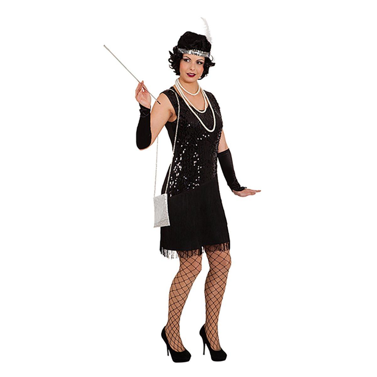 Costume charleston nero frange paillettes
