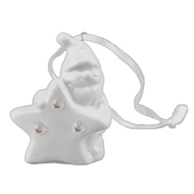 Decorazione natalizia babbo natale ceramica diamantini 7 cm