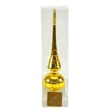 Puntale albero natale vetro oro glitter 25 cm