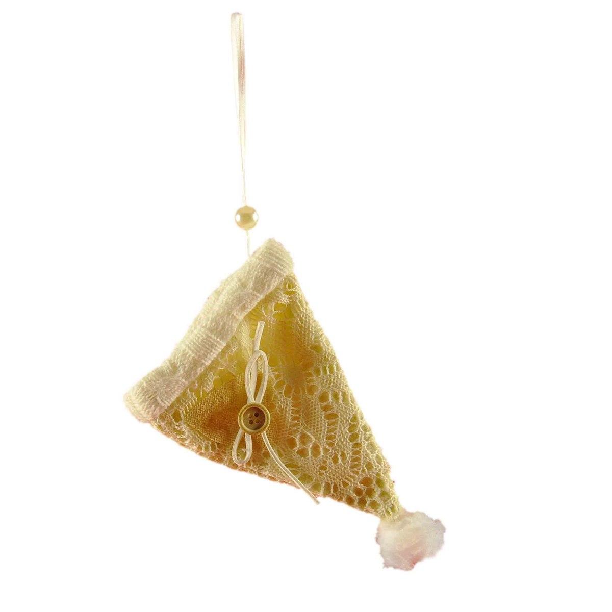 Decorazione natalizia cappellino merletto beige