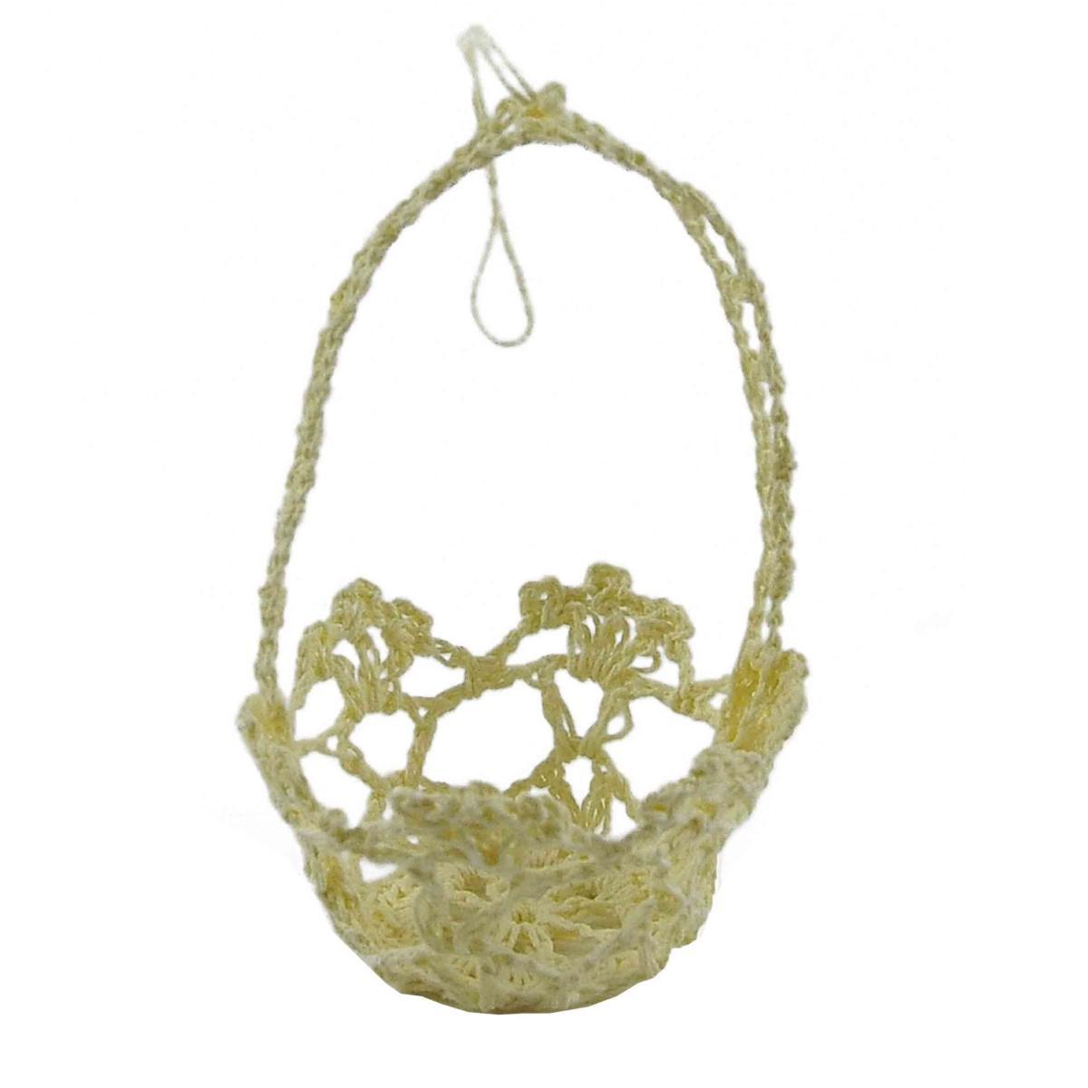 Decorazione natalizia cestino merletto beige 6 cm