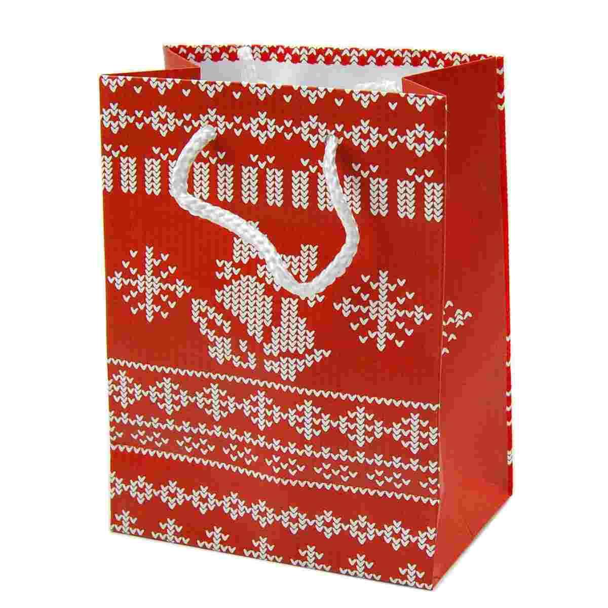 Busta regalo natale floccata 18 x 14 x 7 cm