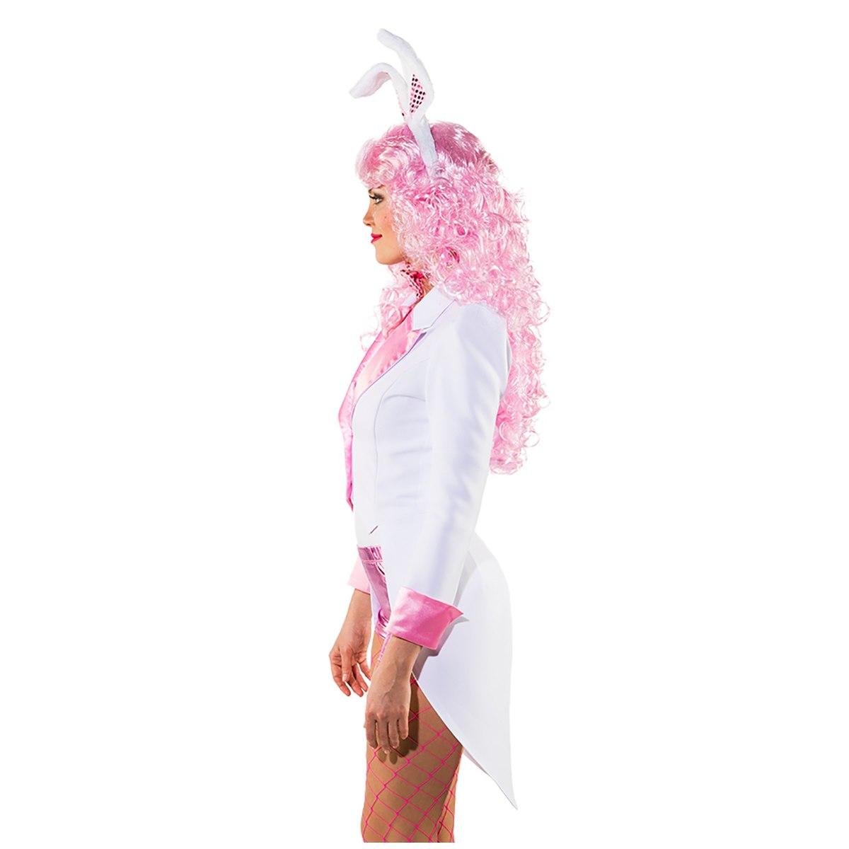 Giacca frac bianco collo rosa