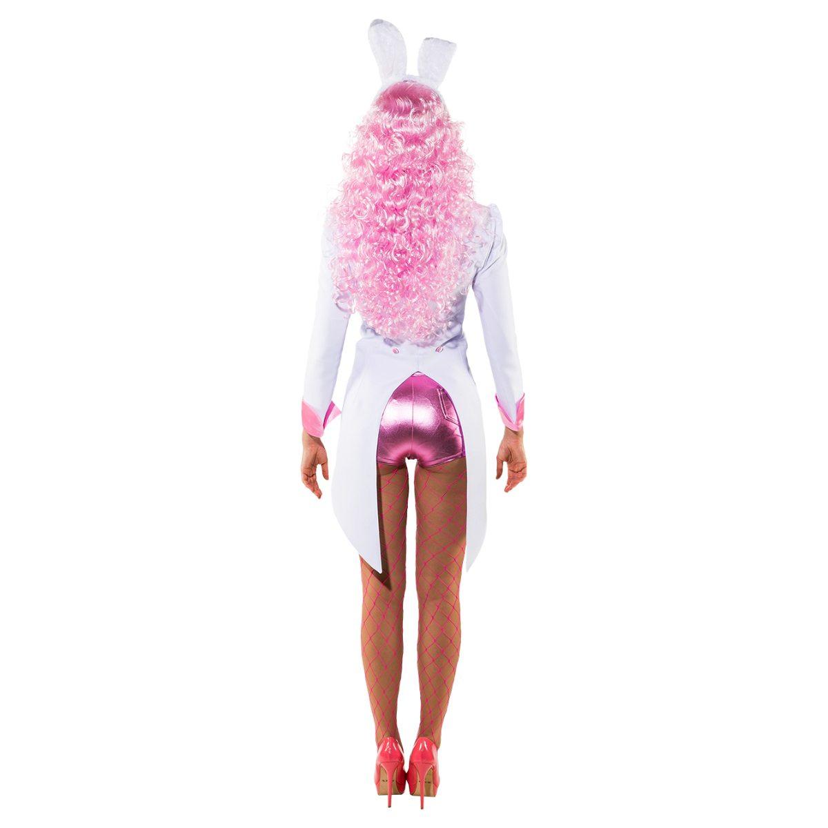 Giacca frac bianco collo rosa