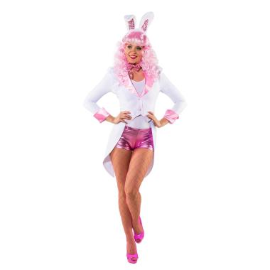 Giacca frac bianco collo rosa
