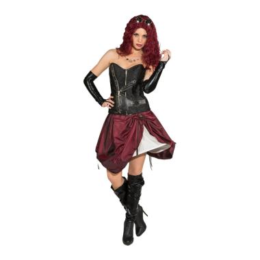 Gonna steampunk bordeaux cerchio