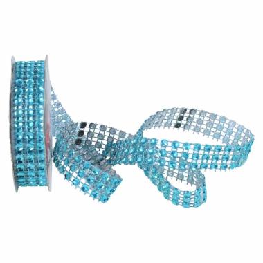 Nastro natalizio strass azzurro 90 cm