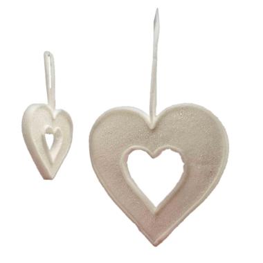 Decorazione natalizia cuori bianchi da Set 2 pz