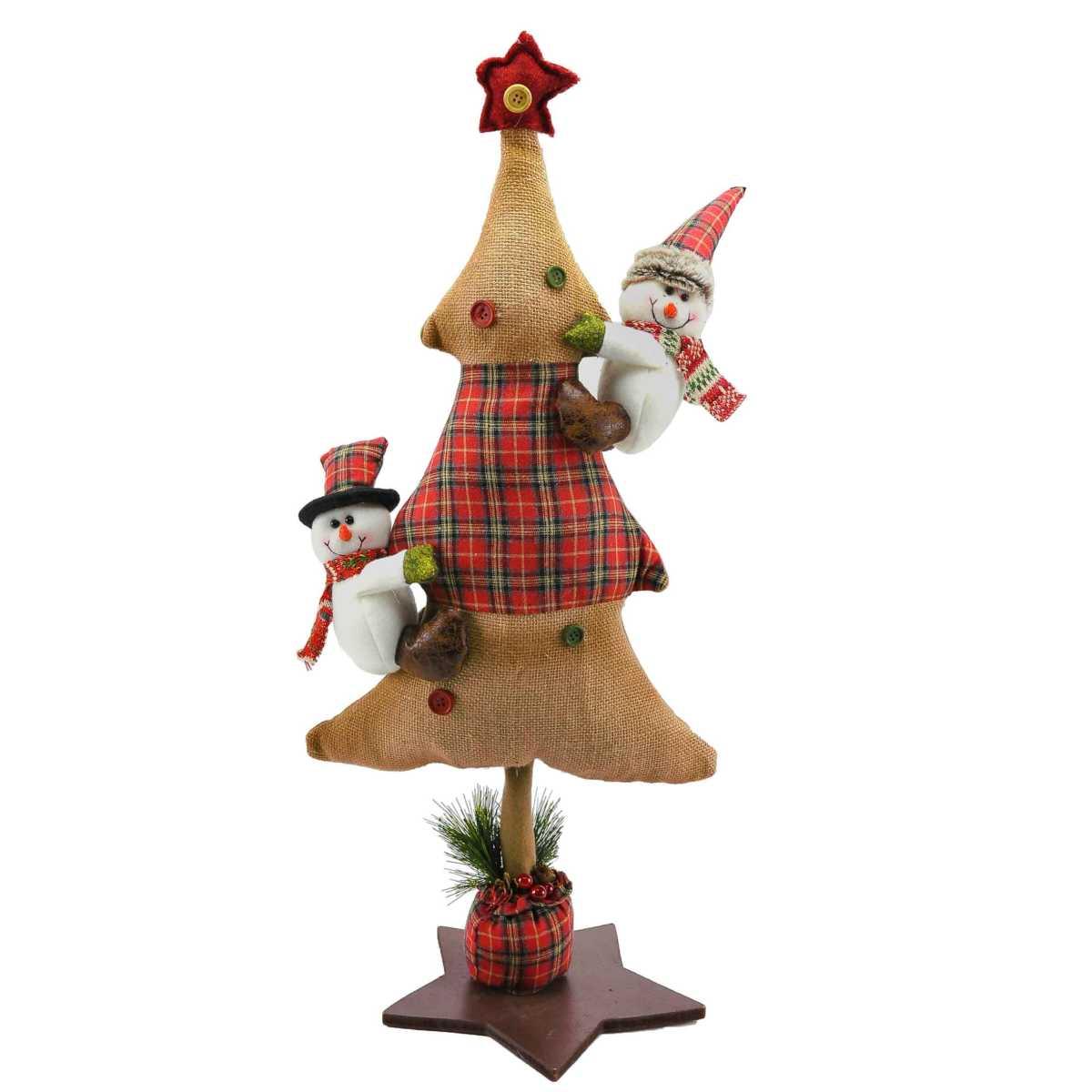 Albero di Natale 68 cm in tessuto country pupazzi