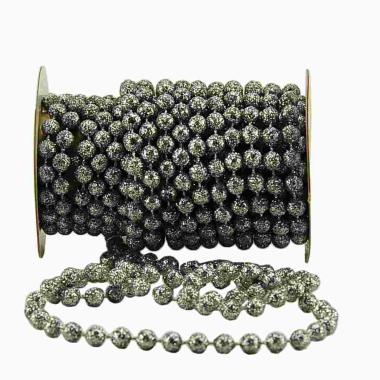Catena natalizia filo perle argento glitter mt 5 mt ø 8 mm